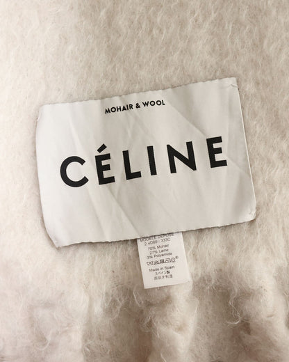 Céline by Phoebe Philo FW17 White Oversized Fuzzy Mohair Throw Blanket