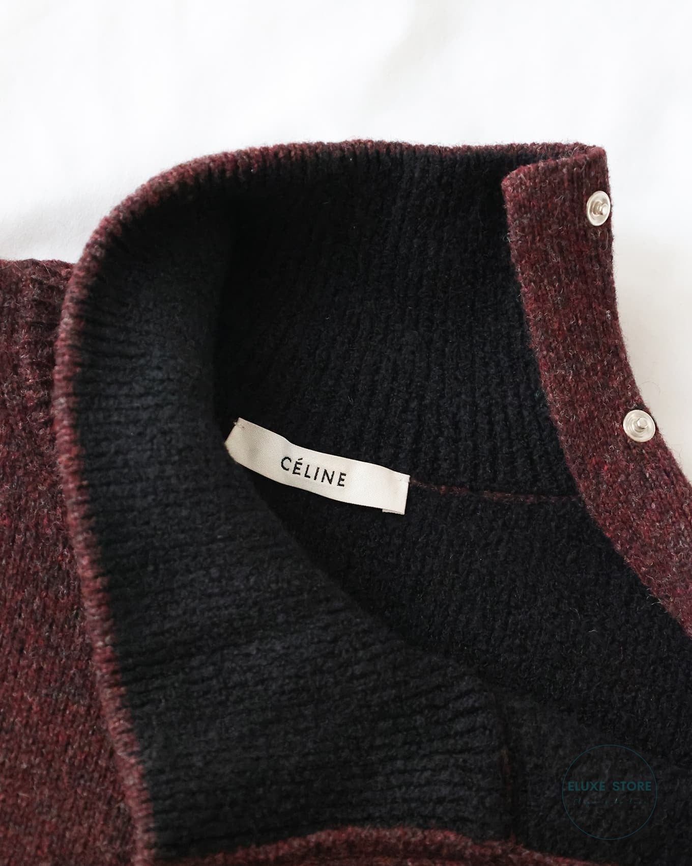 Céline by Phoebe Philo FW17 Burgundy Oversized Cashmere Button Shoulder Sweater
