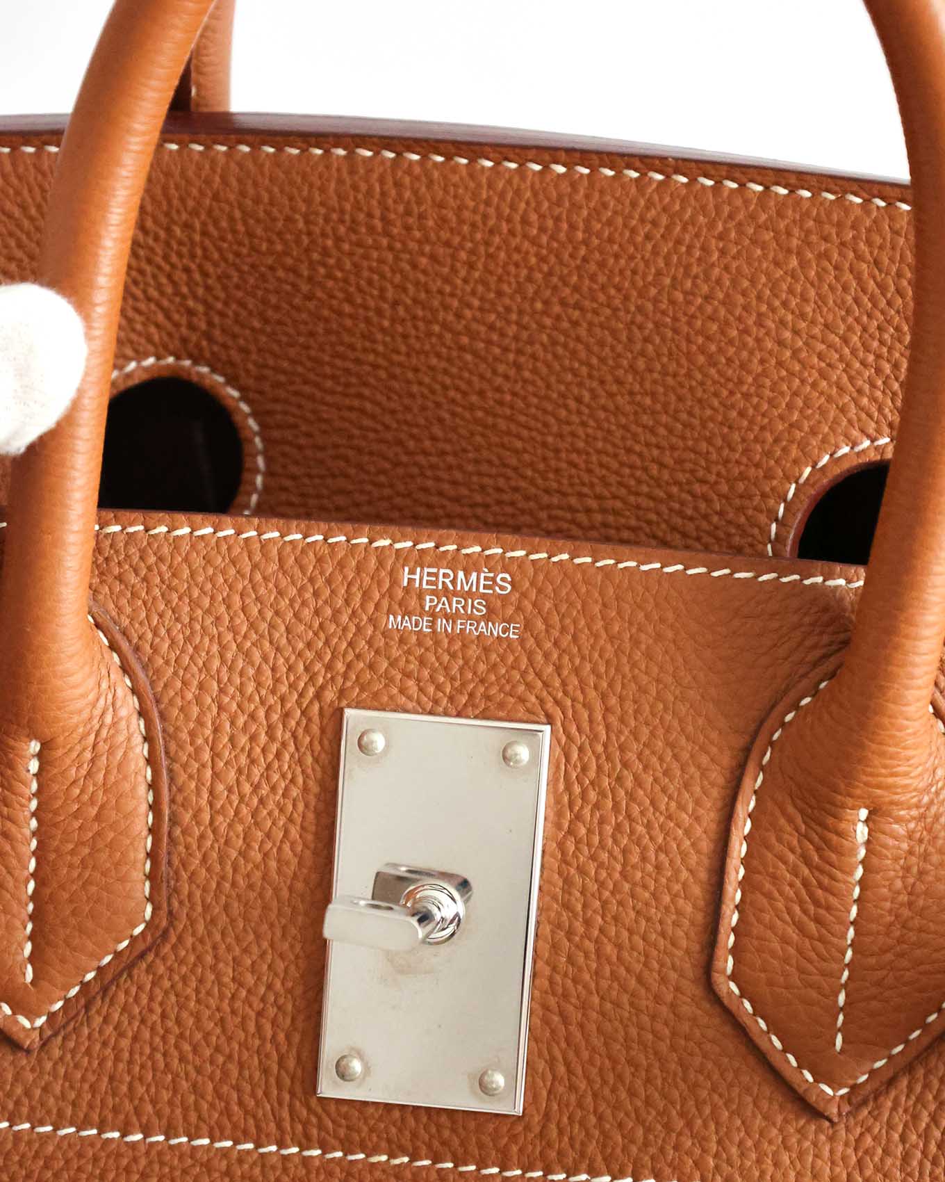 Hardware detail Hermès HAC 50 Gold Togo 2013 PHW turn lock