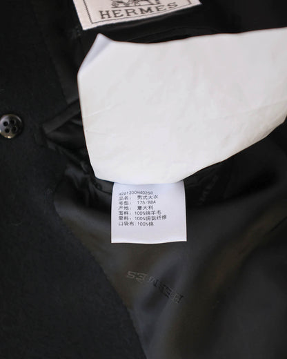 Hermès Mens FW22 Black Runway Cashmere Coat