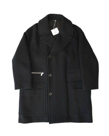 Hermès FW22 Black Cashmere Coat size 50 front view