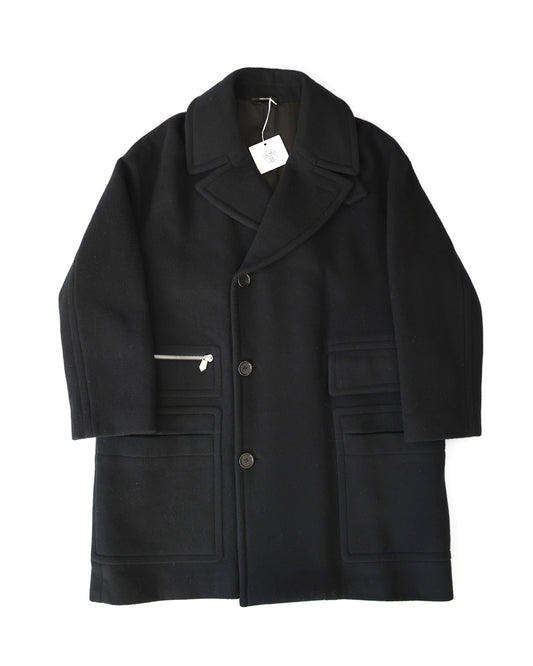 Hermès FW22 Black Cashmere Coat size 50 front view