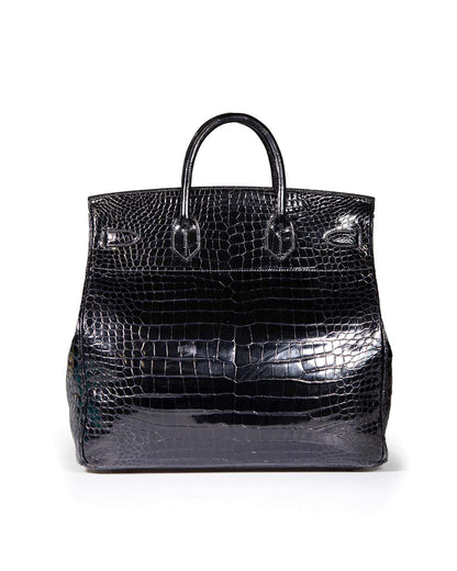 Hermès HAC 40 Noir Porosus Crocodile 1999 back view