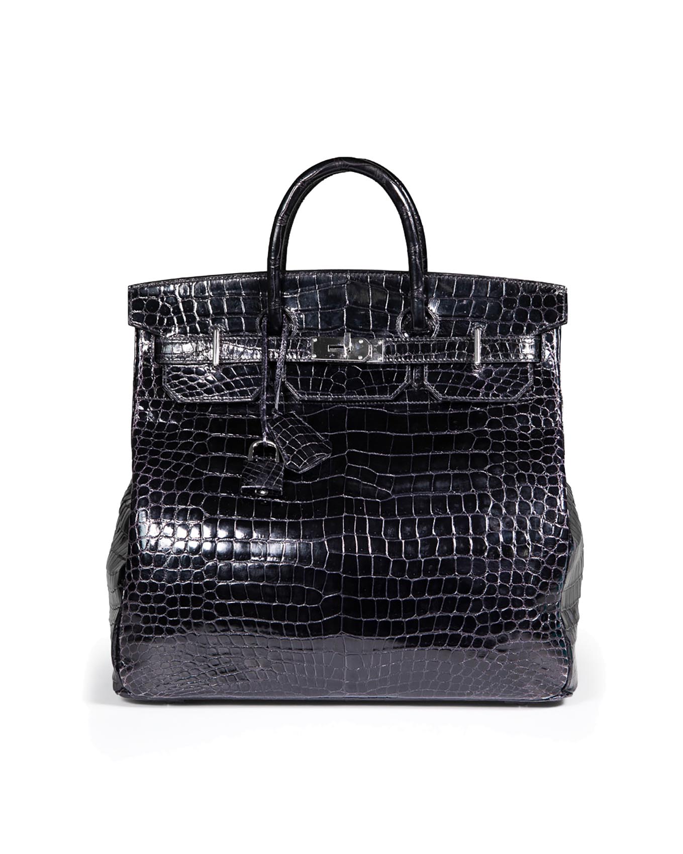 Hermès HAC 40 Noir Porosus Crocodile 1999 front view