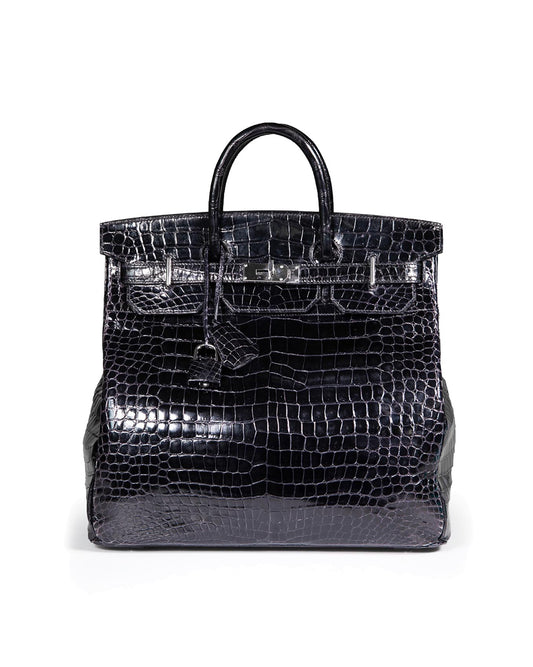 Hermès HAC 40 Noir Porosus Crocodile 1999 front view