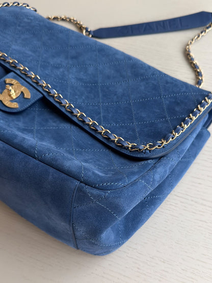 Chanel x Pharrell Williams Blue Suede XXL Classic Flap Bag