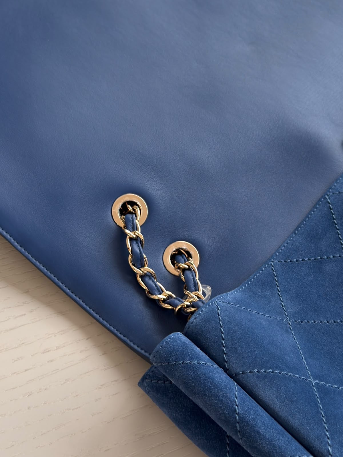 Chanel x Pharrell Williams Blue Suede XXL Classic Flap Bag