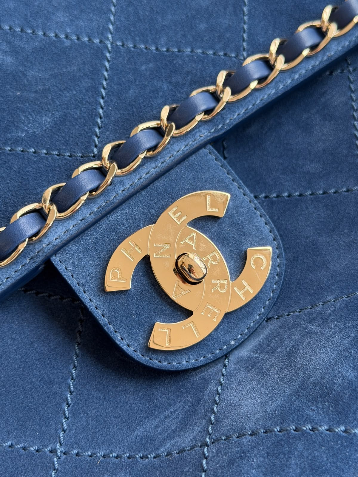 Chanel x Pharrell Williams Blue Suede XXL Classic Flap Bag