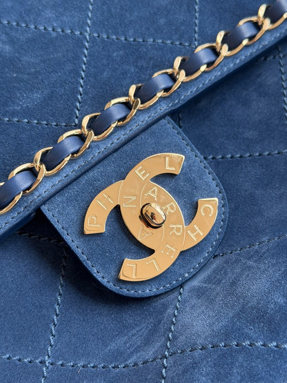 Chanel x Pharrell Williams Blue Suede XXL Classic Flap Bag