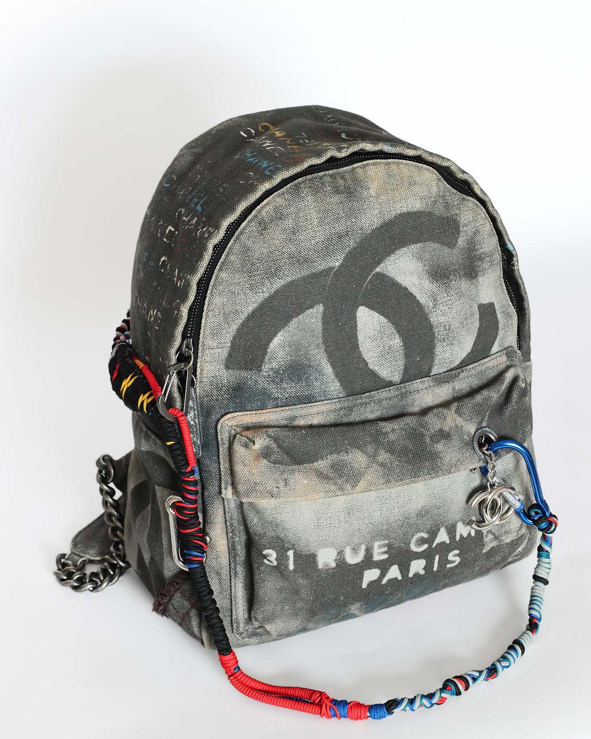 Chanel SS14 Artclass Black Canvas Small Graffiti Backpack - angled view - image 6