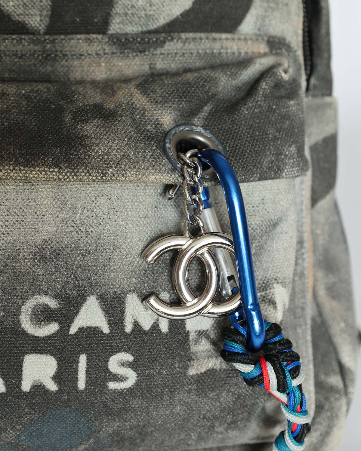Chanel SS14 Artclass Black Canvas Small Graffiti Backpack - CC charm detail - image 10