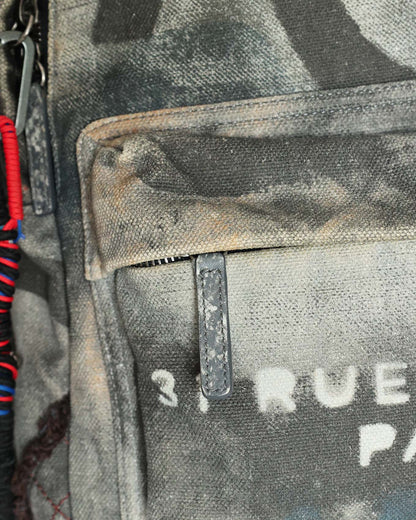 Chanel SS14 Artclass Black Canvas Small Graffiti Backpack - front pocket detail - image 9