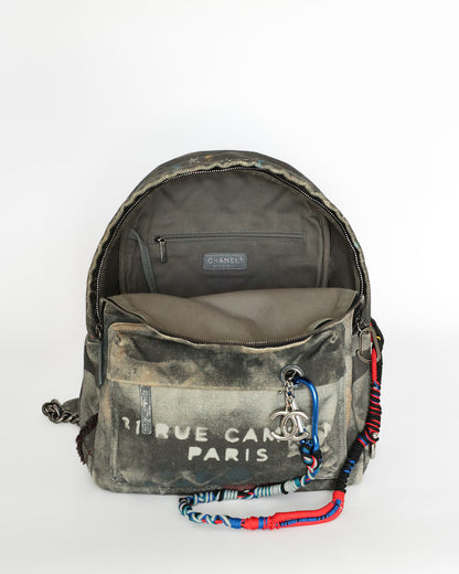 Chanel SS14 Artclass Black Canvas Small Graffiti Backpack - front pocket open view - image 13