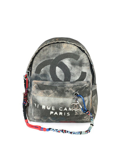 Chanel SS14 Artclass Black Canvas Small Graffiti Backpack - front view - image 1