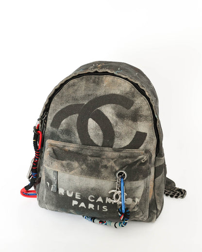 Chanel SS14 Artclass Black Canvas Small Graffiti Backpack - front view - image 12