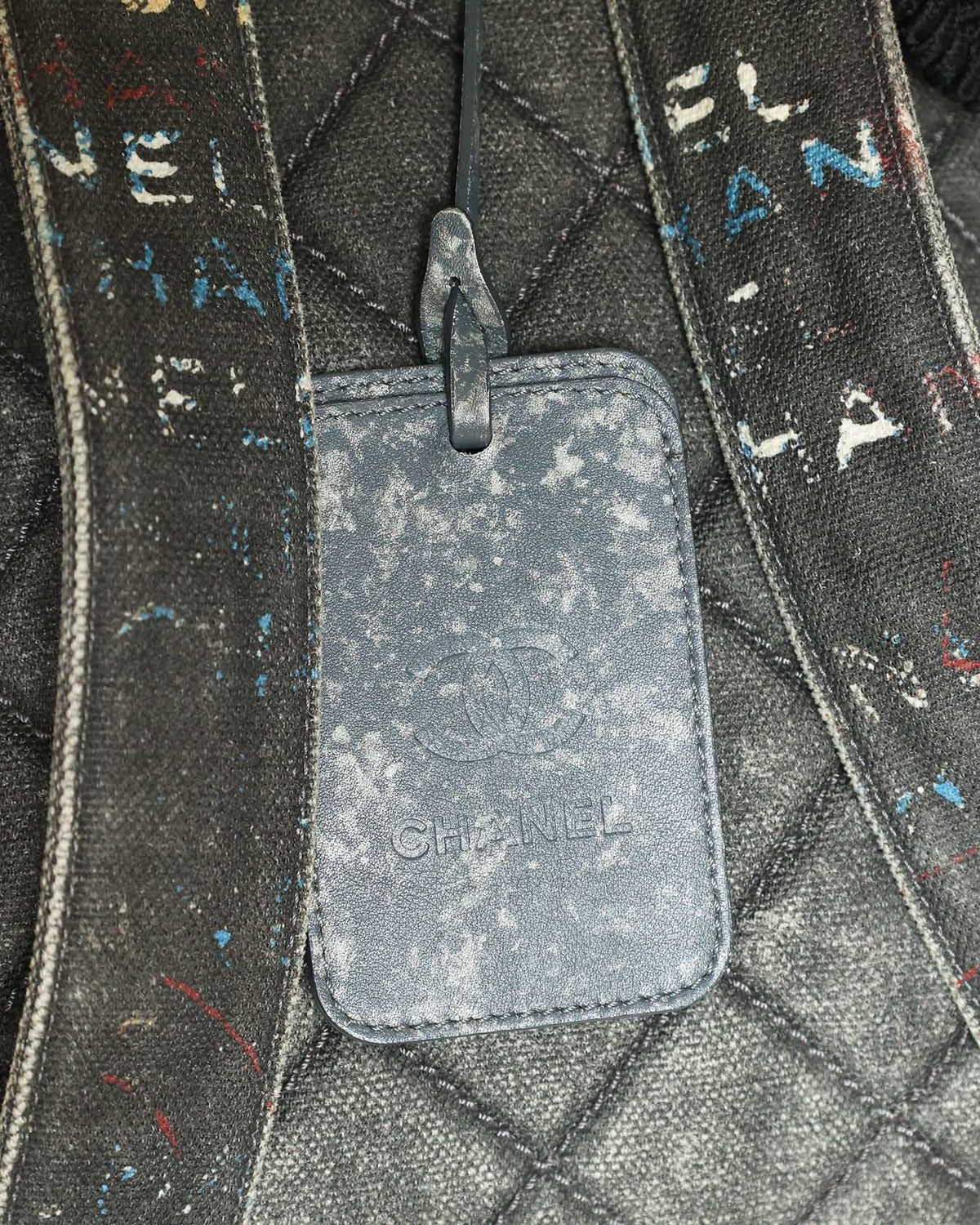 Chanel SS14 Artclass Black Canvas Small Graffiti Backpack - leather tag detail - image 11