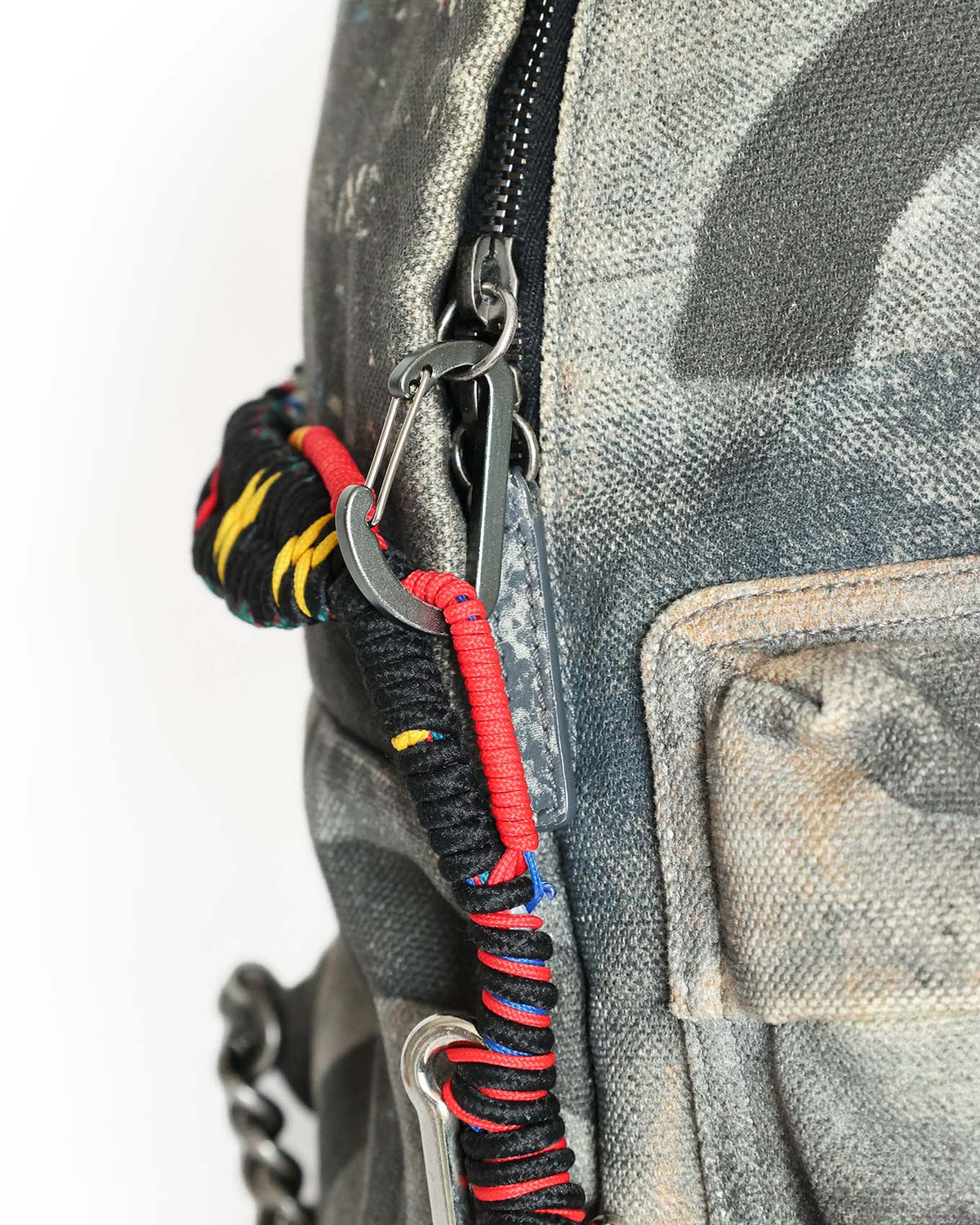 Chanel SS14 Artclass Black Canvas Small Graffiti Backpack - side pocket detail - image 7