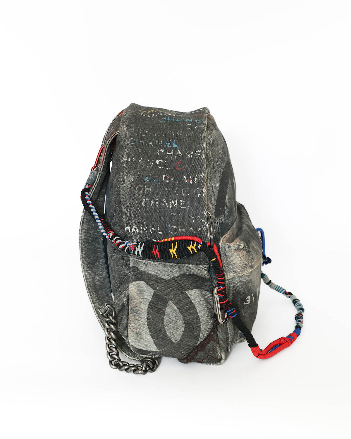 Chanel SS14 Artclass Black Canvas Small Graffiti Backpack - side view - image 2