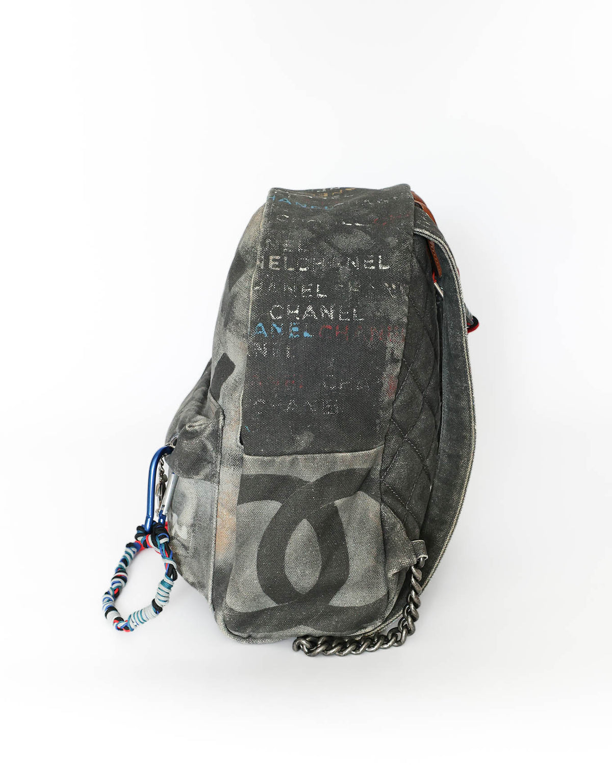 Chanel SS14 Artclass Black Canvas Small Graffiti Backpack - side view - image 4