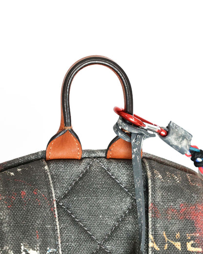 Chanel SS14 Artclass Black Canvas Small Graffiti Backpack - top handle detail - image 15