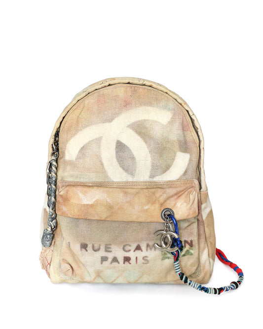 Chanel SS14 Artclass Yellow Canvas Large Graffiti Backpack - front view - image 1