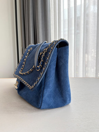 Chanel x Pharrell Williams Blue Suede XXL Classic Flap Bag