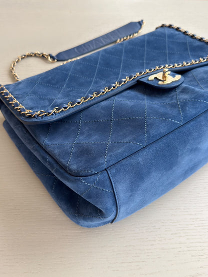 Chanel x Pharrell Williams Blue Suede XXL Classic Flap Bag