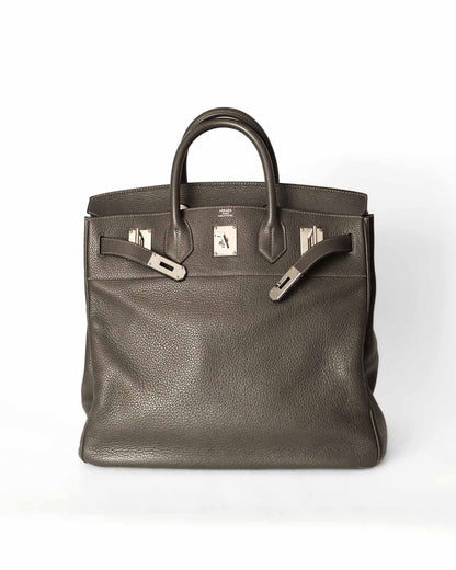 Hermès HAC Haut à Courroies 40 Gris Etain Togo 2010 - front view with open straps - image 11