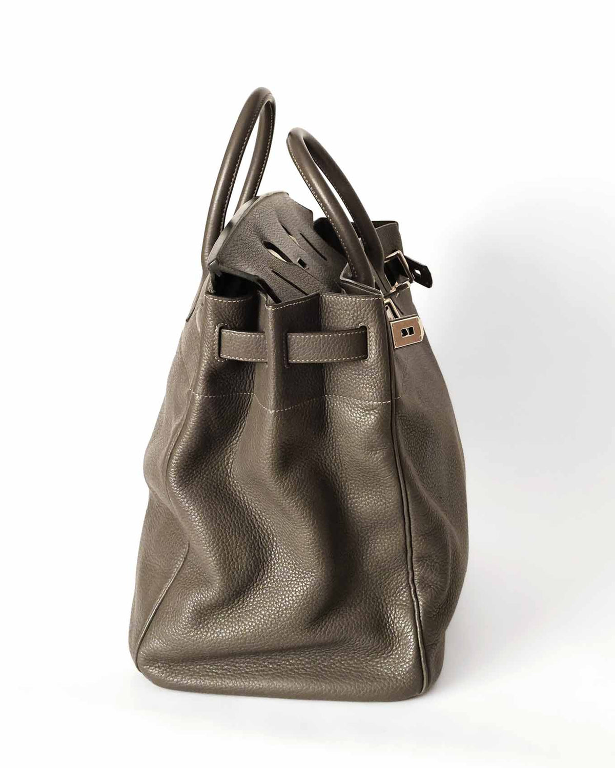 Hermès HAC Haut à Courroies 40 Gris Etain Togo 2010 - side view open - image 16