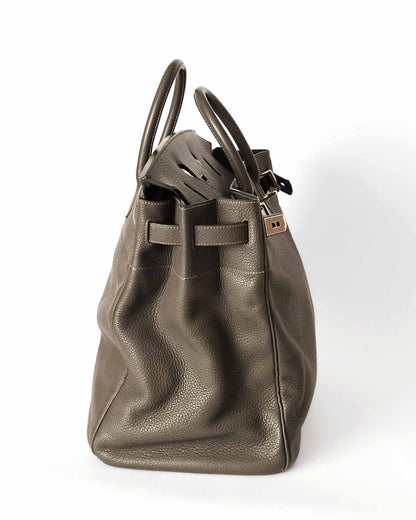 Hermès HAC Haut à Courroies 40 Gris Etain Togo 2010 - side view open - image 16