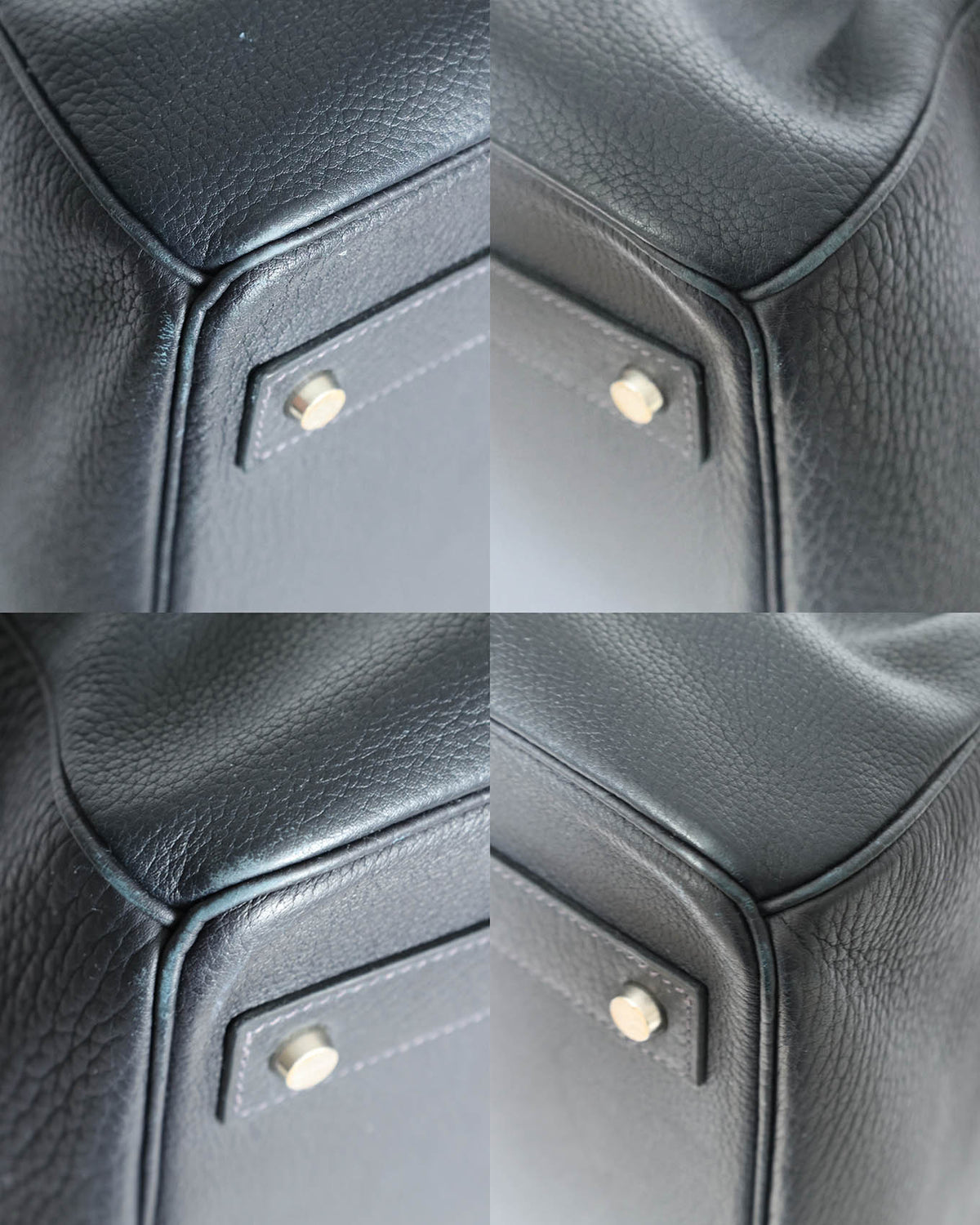 Hermès HAC Haut à Courroies 50 Black and Blue Verso Togo 2008 - corner detail - image 6