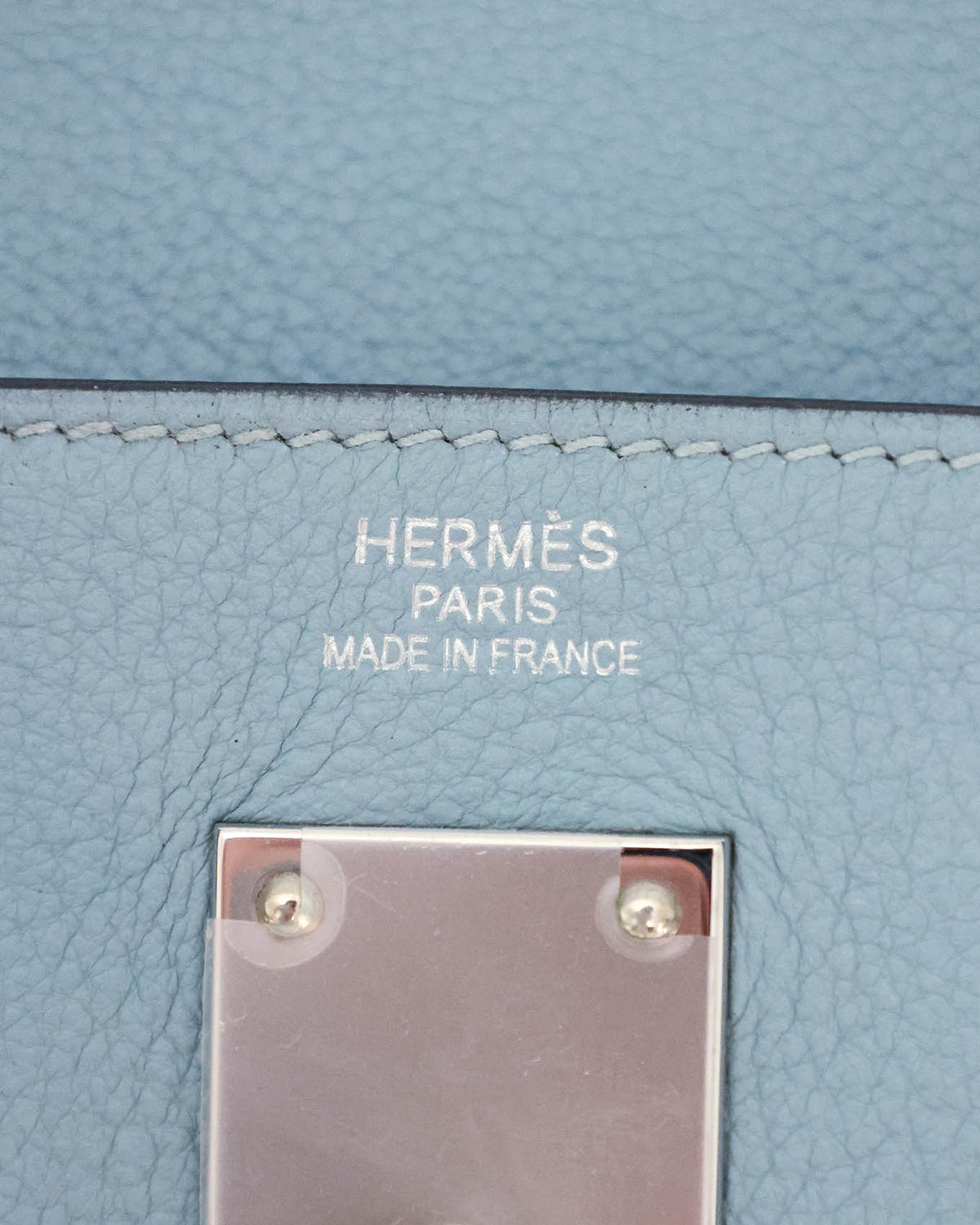 Hermès HAC Haut à Courroies 50 Bleu de Lin Togo 2009 - blind stamp detail - image 12