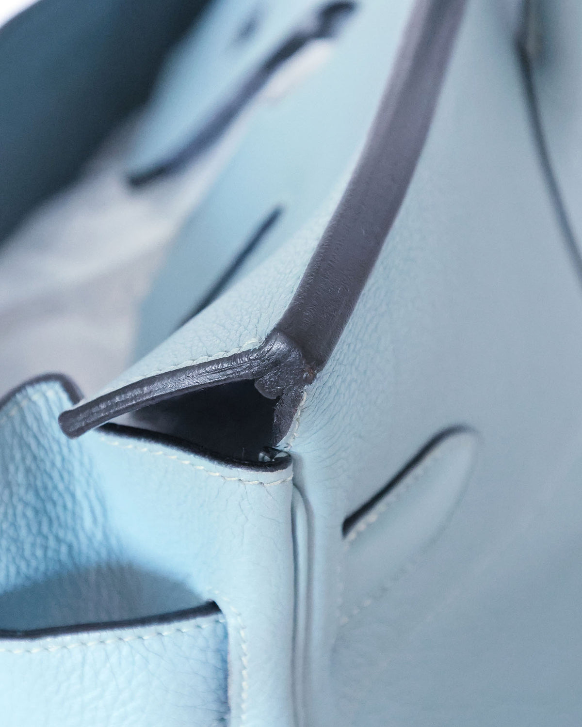 Hermès HAC Haut à Courroies 50 Bleu de Lin Togo 2009 - interior gusset detail - image 19