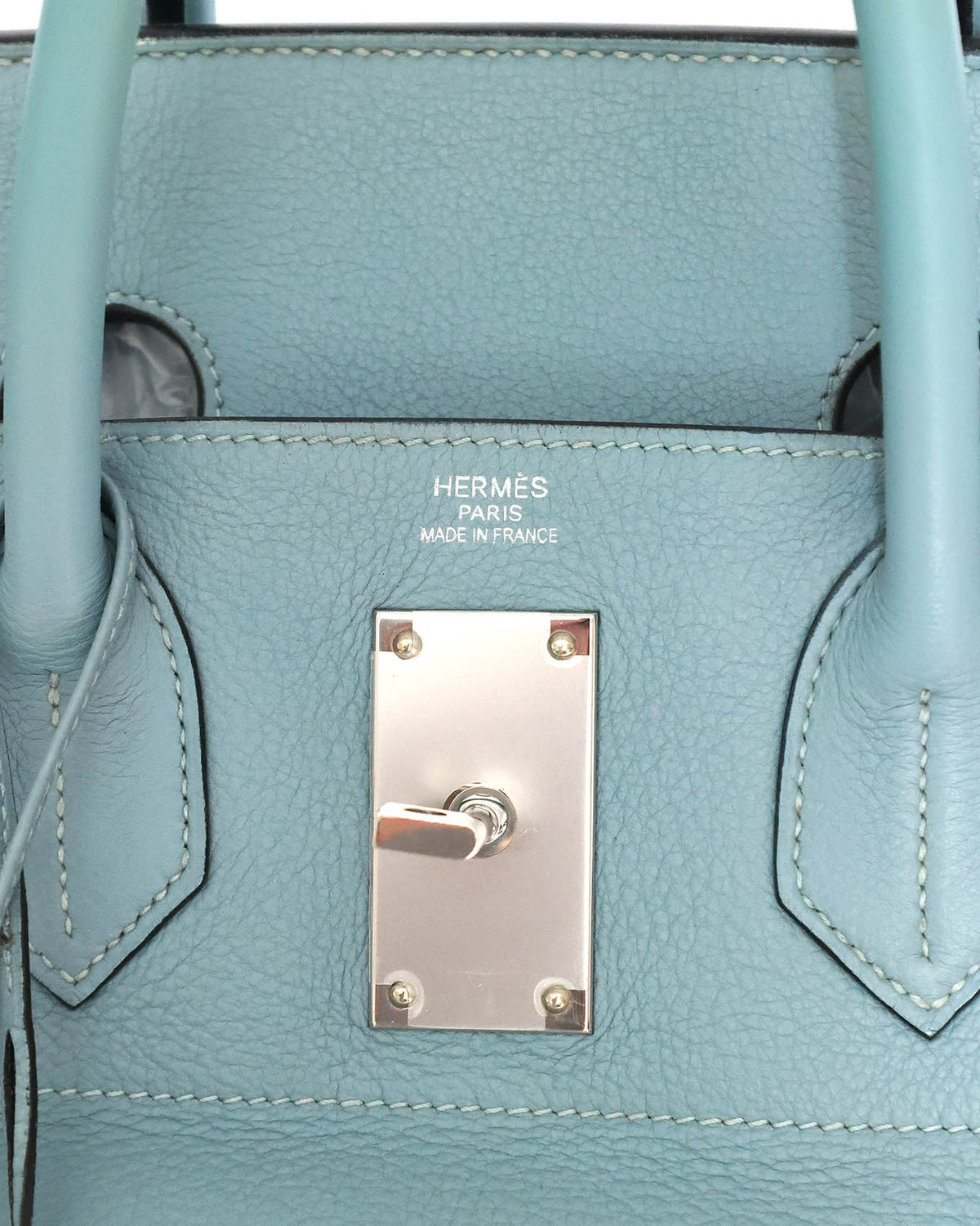 Hermès HAC Haut à Courroies 50 Bleu de Lin Togo 2009 - lock plate detail - image 11