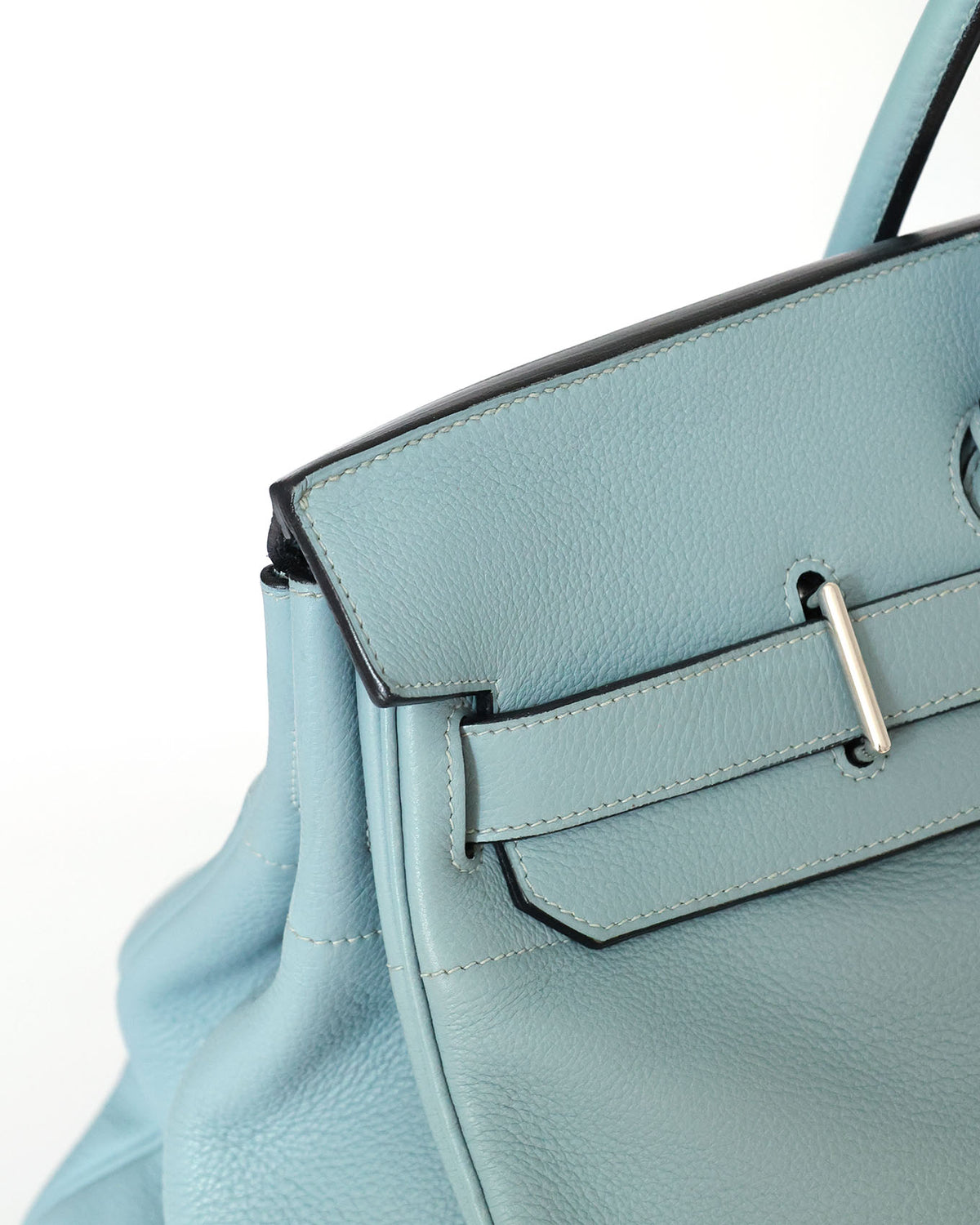 Hermès HAC Haut à Courroies 50 Bleu de Lin Togo 2009 - side strap detail - image 9