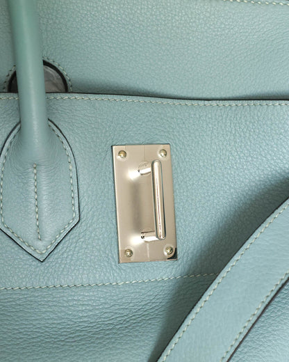 Hermès HAC Haut à Courroies 50 Bleu de Lin Togo 2009 - strap keeper detail - image 13