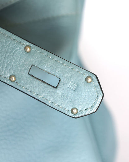 Hermès HAC Haut à Courroies 50 Bleu de Lin Togo 2009 - strap plate detail - image 17